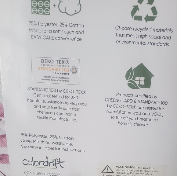 Colordrift Eucalyptus Garden Floral Print 72" Shower Curtain New in Package - Picture 3 of 4